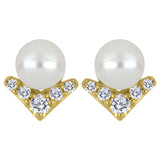 Pearl & Canadian Diamond Chevron Studs