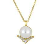Pearl & Canadian Diamond Chevron Pendant