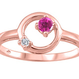 Pink Topaz and Canadian Diamond Circle Ring