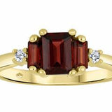 Emerald Cut 3 Stone Garnet Ring