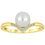 Pearl & Canadian Diamond Chevron Ring