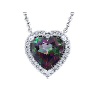 Mystic Topaz & Diamond Heart Necklace