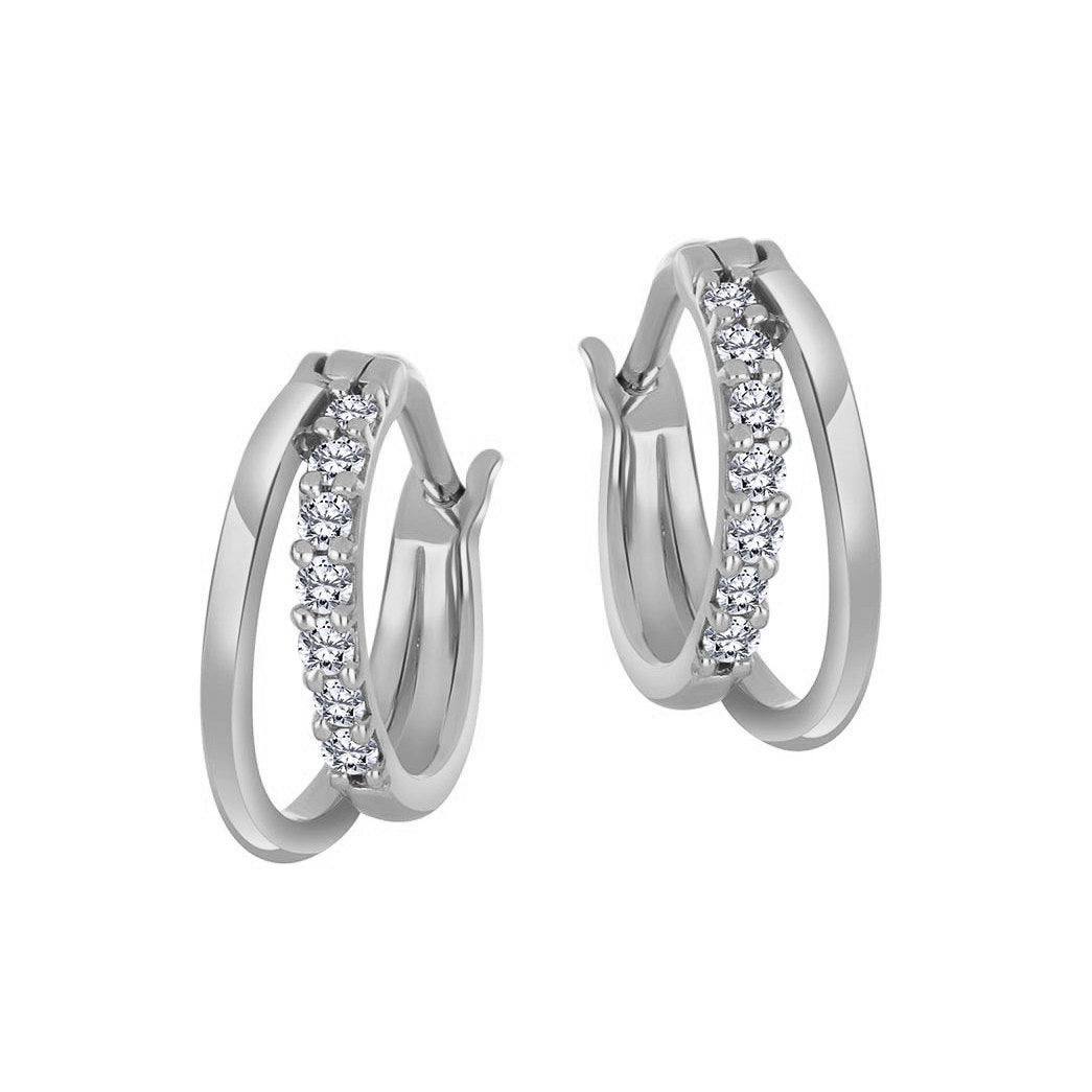 Pavé Diamond Double Hoop Earrings