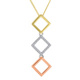 Tri-Tone Triple Box Diamond Pendant
