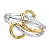 Scroll Canadian Diamond White and Yellow Gold Ring