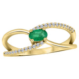 Emerald & Diamond Criss Cross Ring