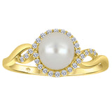 Pearl and Diamond Twist Ring