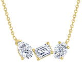 Lab Diamond 3-Stone Cluster Necklace