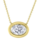 East-West Oval Lab Diamond Bezel Necklace