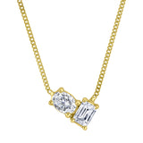 Lab Diamond Duo Necklace - Pear & Emerald