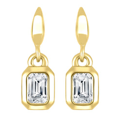 Emerald Bezel Lab Diamond Earrings