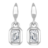 Emerald Bezel Lab Diamond Earrings