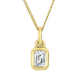 Emerald Bezel Lab Diamond Necklace