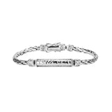 Silver Wheat Link Hinged Bracelet with Hammered Bar