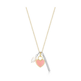 Pink Enamel Heart & Bar Necklace