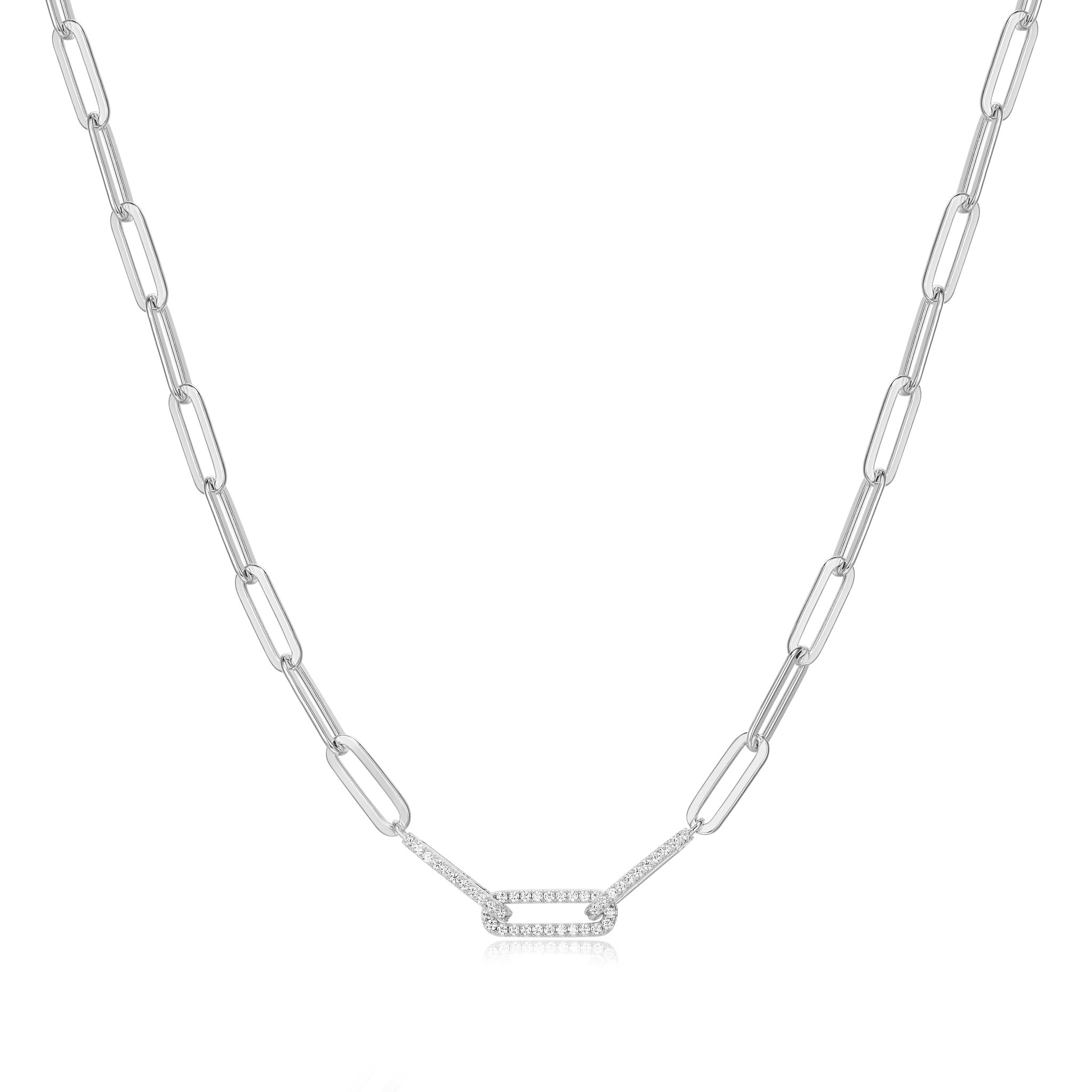 Paperclip CZ Necklace
