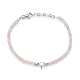 Pink Quartzite Puffy Heart Bead Bracelet