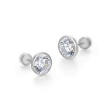Round CZ Bezel Set Earrings