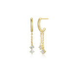 Dangle Round CZ C-Hoop Stud Earrings