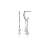 Dangle Round CZ C-Hoop Stud Earrings