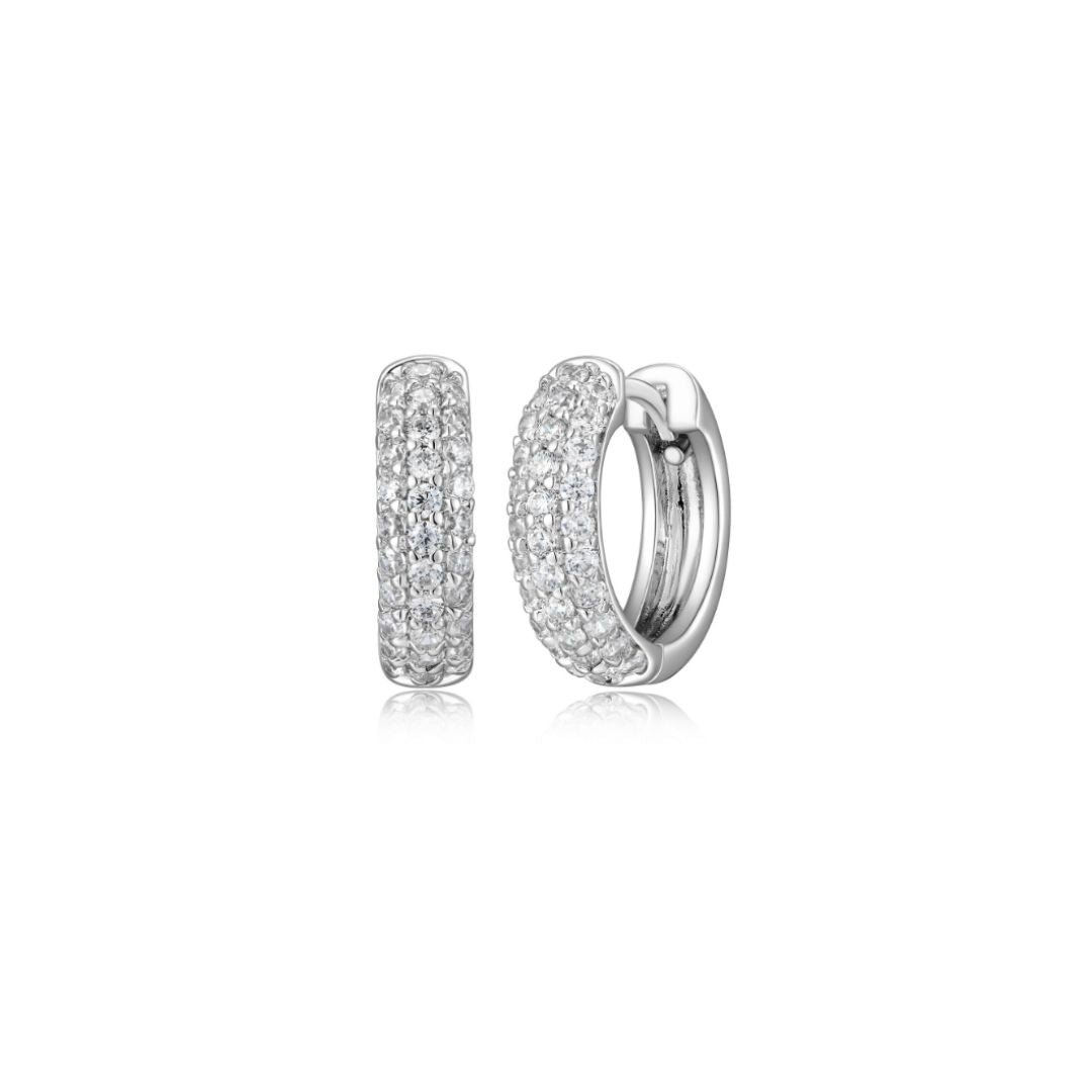 Triple Road CZ Hoop Earrings