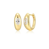 Oval Cut CZ Hoop Earrings