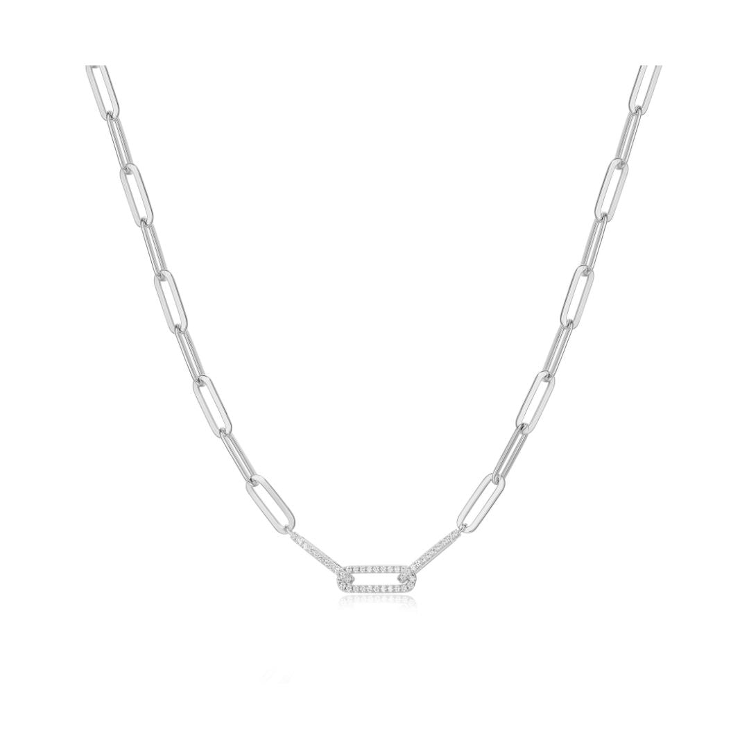 Paperclip CZ Necklace