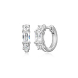 Emerald & Round Cut CZ Hoop Earrings