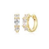Emerald & Round Cut CZ Hoop Earrings