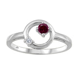 Rhodolite Garnet and Canadian Diamond Circle Ring