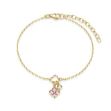 Pink Flower Charm Bracelet