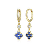 Blue Flower Charm Hoops