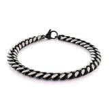 Black And Steel Matte Cuban Bracelet - 8MM