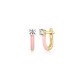 Solitaire CZ Light Pink Enamel Earrings
