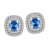 Blue Topaz and Diamond Double Halo Earrings