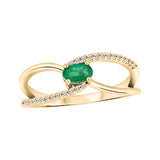 Emerald & Diamond Criss Cross Ring