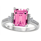 Pink Topaz Emerald Cut Ring