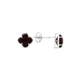 Flower Garnet Stud Earrings