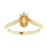 Citrine & Diamond Chevron Ring