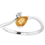 Citrine & Diamond Bypass Ring