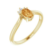 Citrine & Diamond Chevron Ring