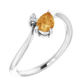 Citrine & Diamond Bypass Ring