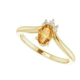 Citrine & Diamond Chevron Ring