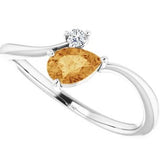 Citrine & Diamond Bypass Ring