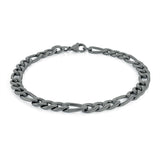 Polished Gunmetal Figaro Bracelet - 6MM