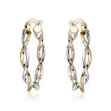 Two Tone Double Tube Twist Oval Hoops