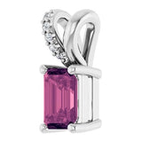 Pink Topaz Emerald Cut with Diamond Necklace