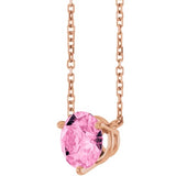 Pink Sapphire Solitaire Stationary Necklace