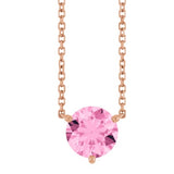 Pink Sapphire Solitaire Stationary Necklace