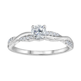 Twisted Diamond & High Polish Engagement Ring